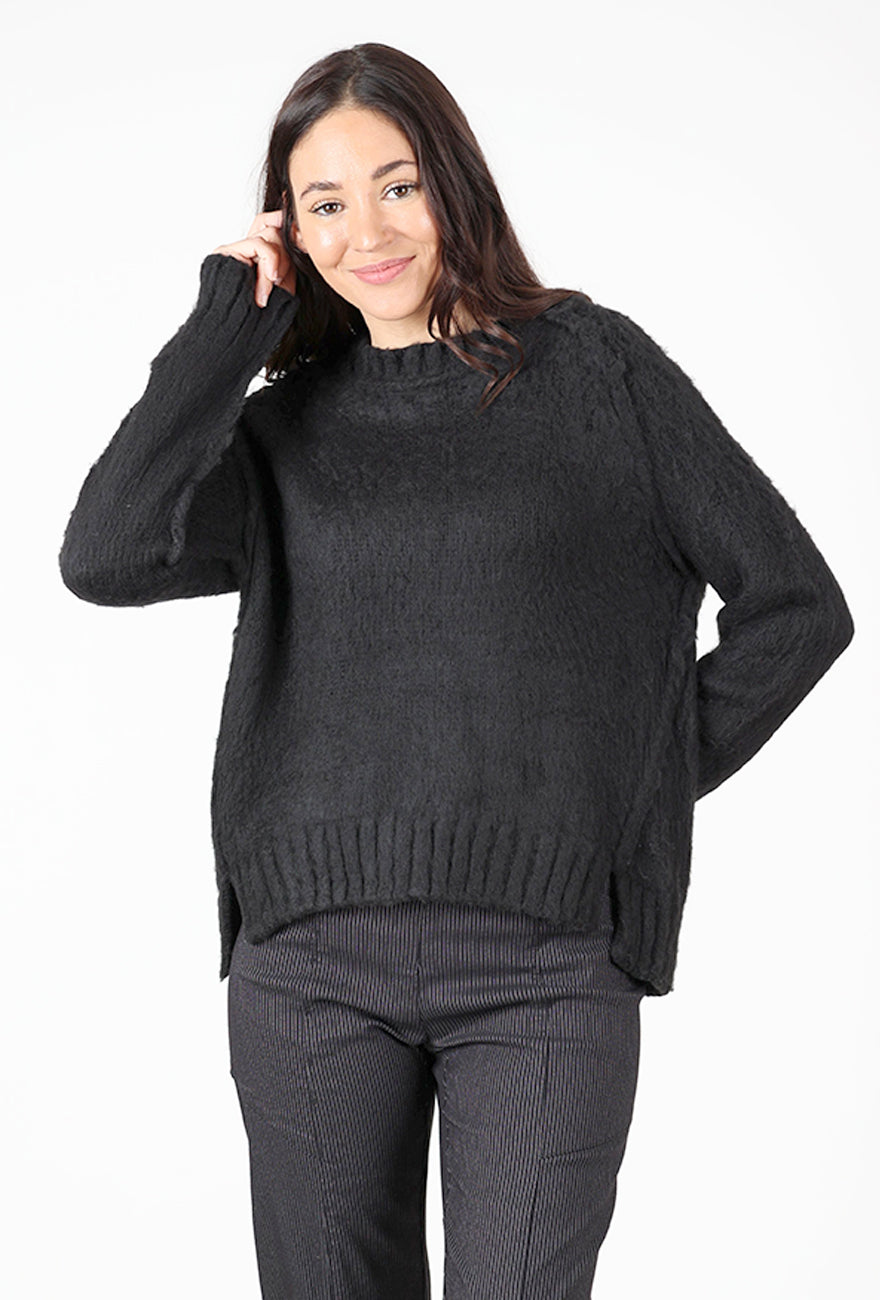 Christie Brushed Seamed Crew, Poodle/Black