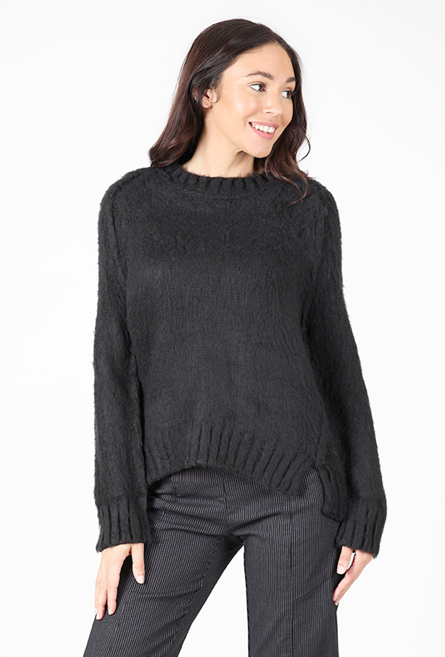 Christie Brushed Seamed Crew, Poodle/Black Angle 2
