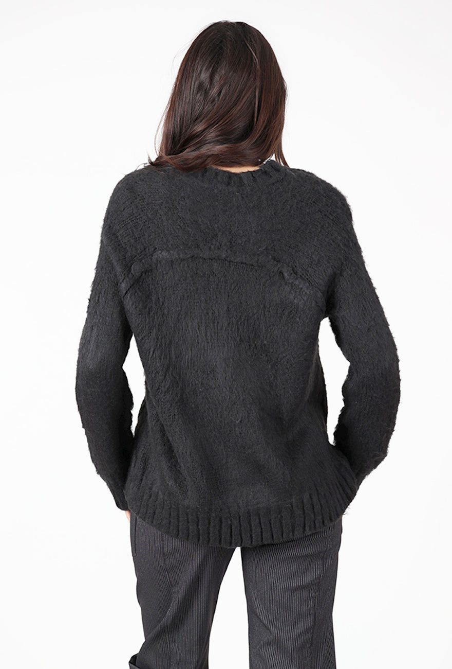 Christie Brushed Seamed Crew, Poodle/Black