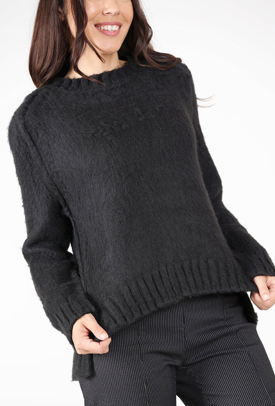 Christie Brushed Seamed Crew, Poodle/Black