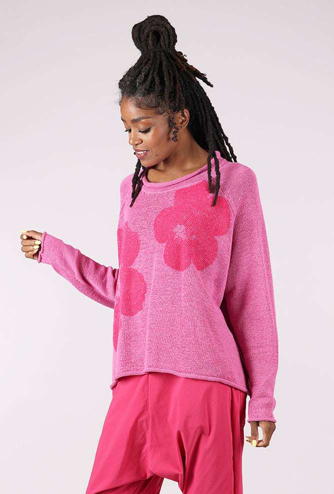 Rundholz Flocked Cotton Rollneck Sweater, Lily/Lotus 