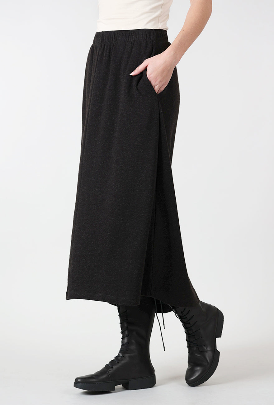 Alpaca Blend A-Line Skirt, Black Angle 2