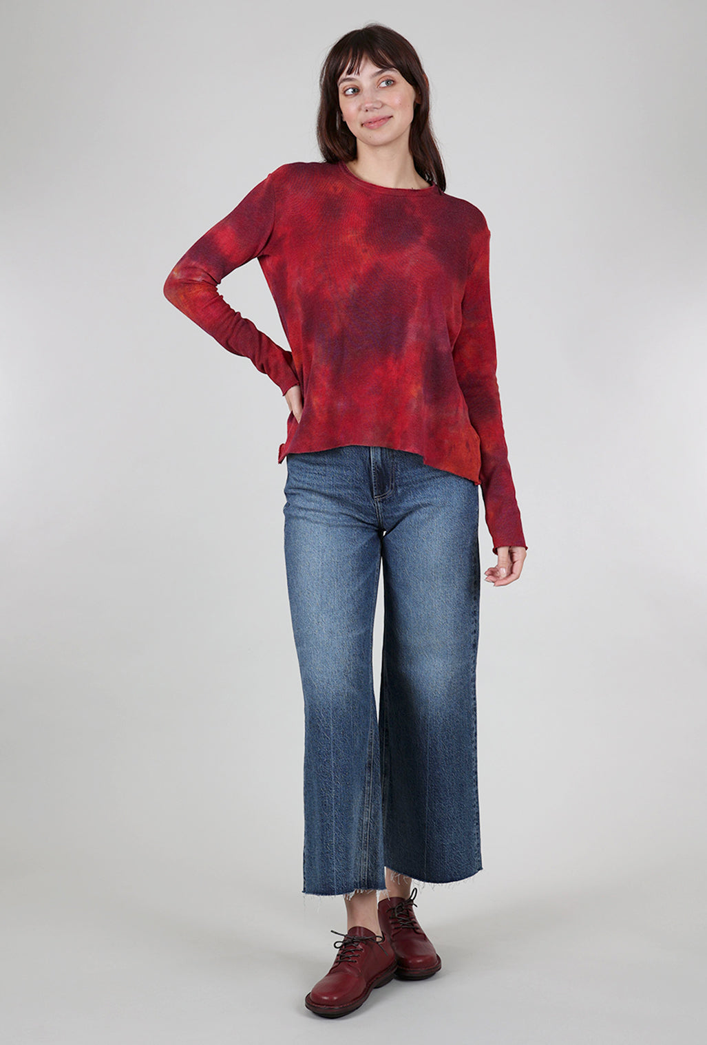 Heyne Bogut Crop Cozy Smoosh Top, Red Mix 