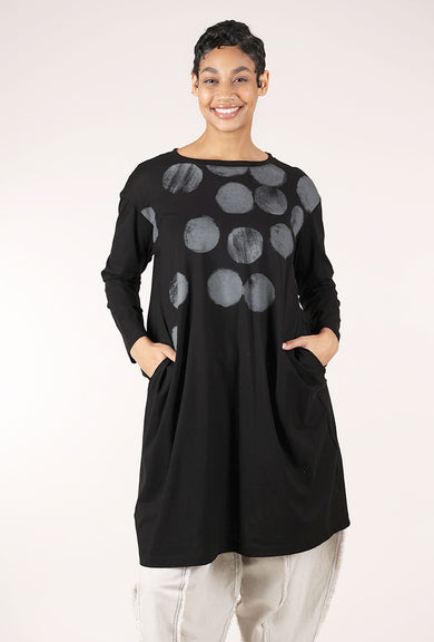 Moyuru Mercerized Cotton Dot Dress, Black 