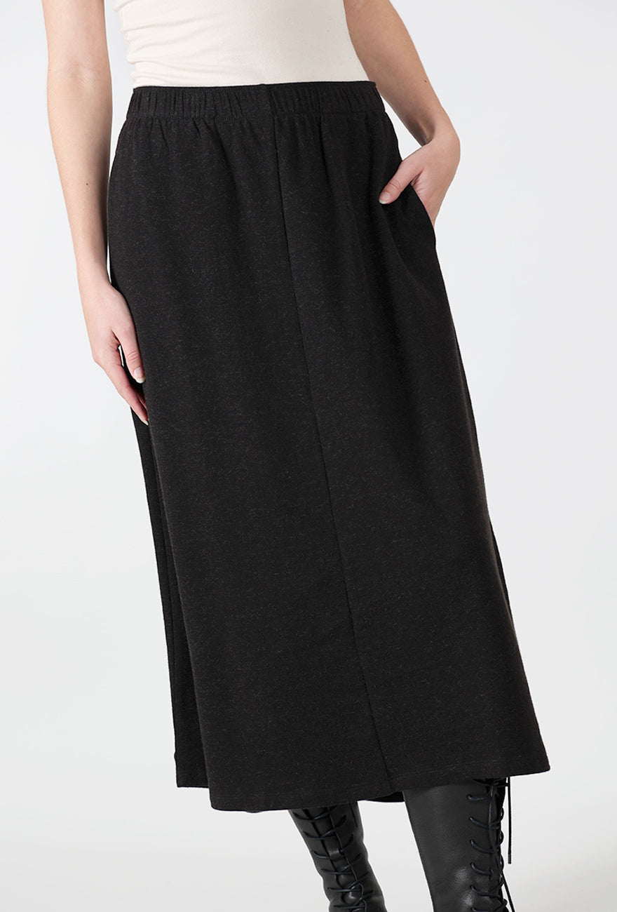 Alpaca Blend A-Line Skirt, Black Angle 4