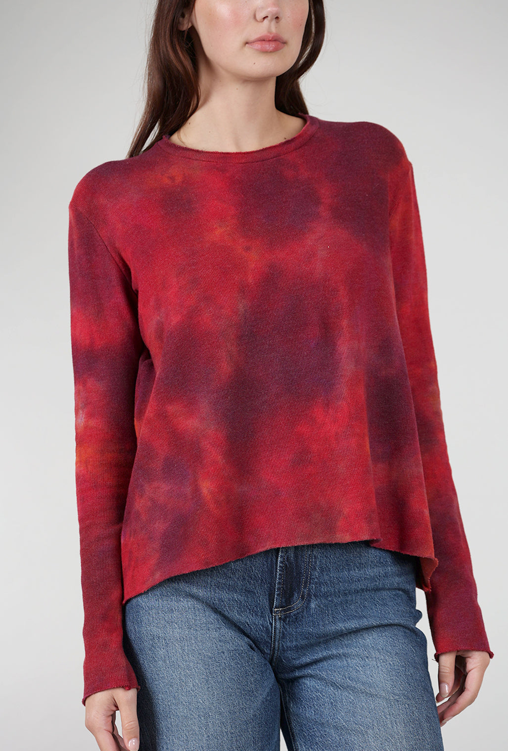 Heyne Bogut Crop Cozy Smoosh Top, Red Mix 