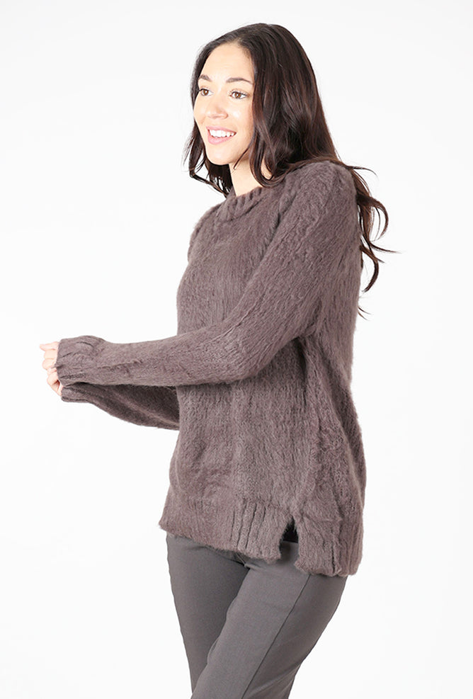 Wooden Ships Christie Brushed Seamed Crew, Poodle/Dark Roast 