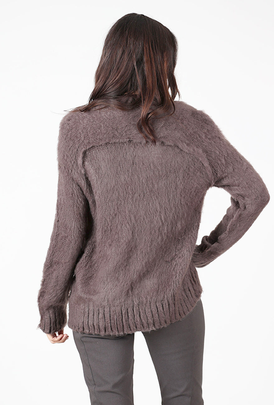 Christie Brushed Seamed Crew, Poodle/Dark Roast Angle 3