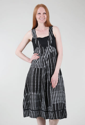Layla Linen Stripe Dress, Black/White