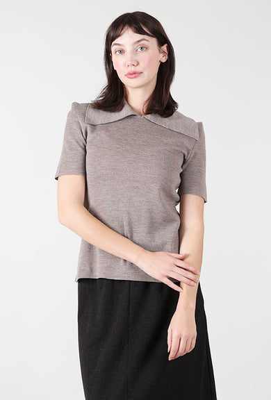 Hannes Roether Prim Collar S/S Sweater, Beige 