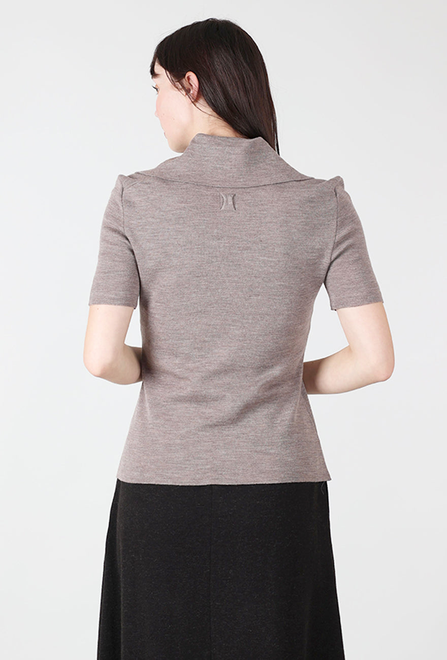 Hannes Roether Prim Collar S/S Sweater, Beige 