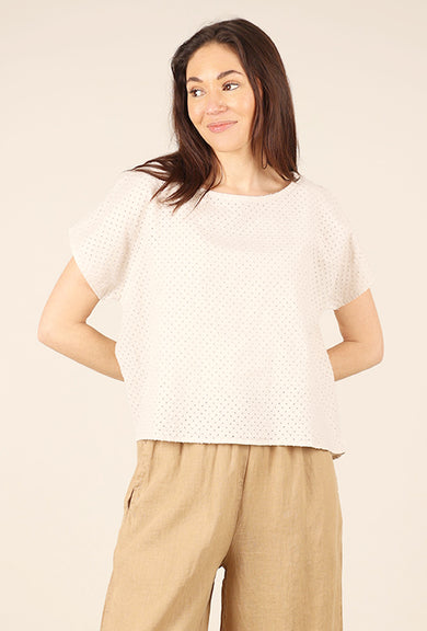 Cut Loose Pinhole High-Low Top, Jicama 