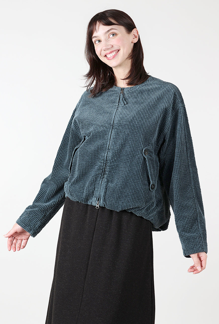 Hannes Roether Cord Bomber Jacket, Steel Blue 