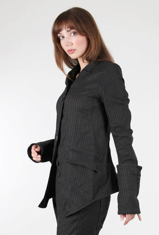 Rundholz Drama-Cuff Pinstripe Blazer, Kaffee 