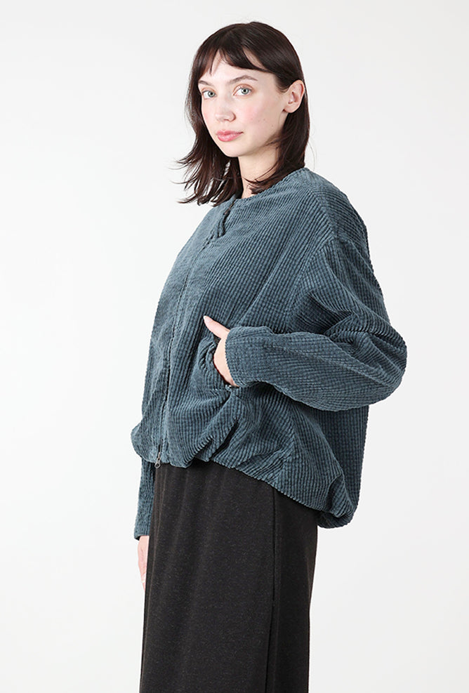 Hannes Roether Cord Bomber Jacket, Steel Blue 