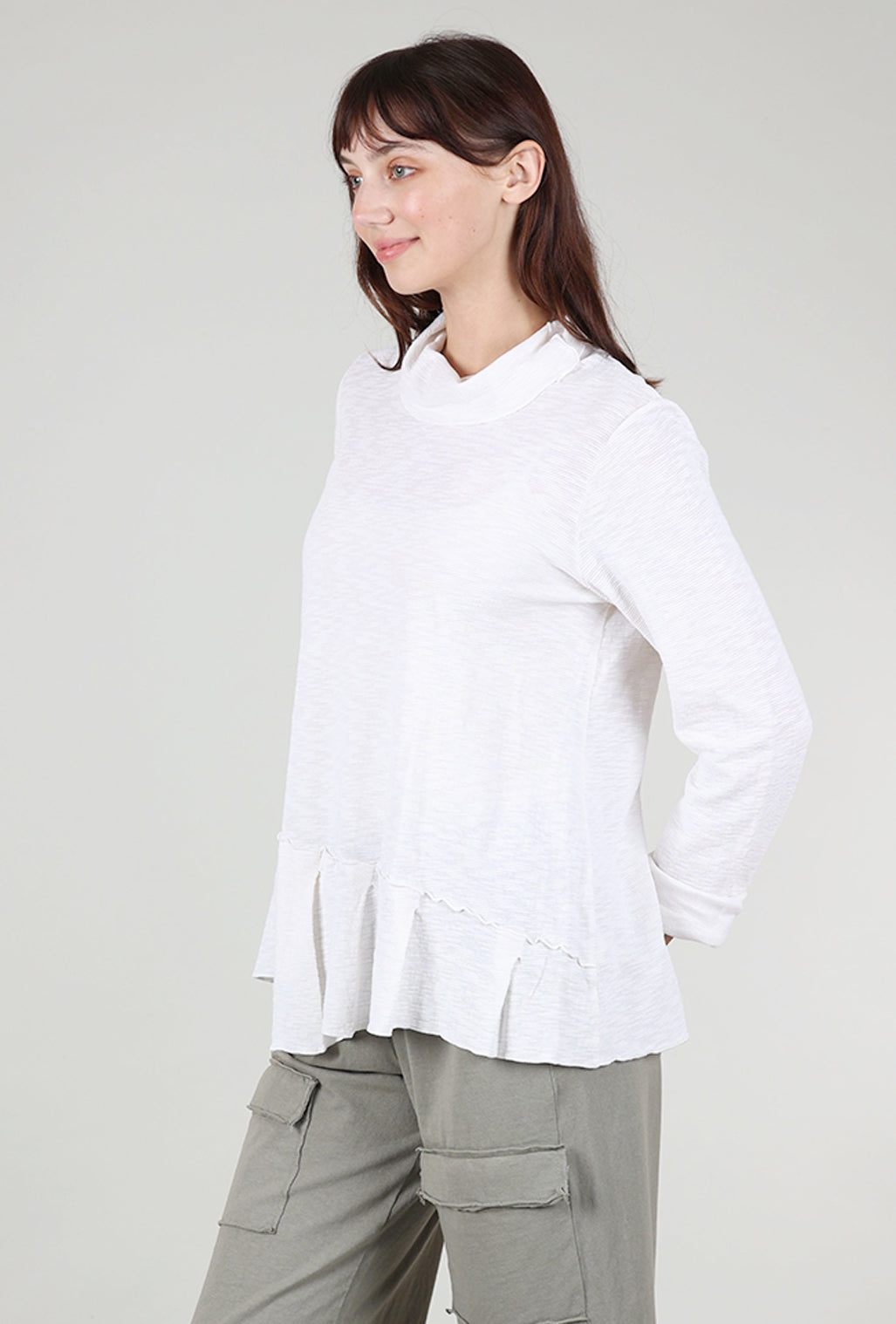 Fenini Slub Pleat Top, Cream 