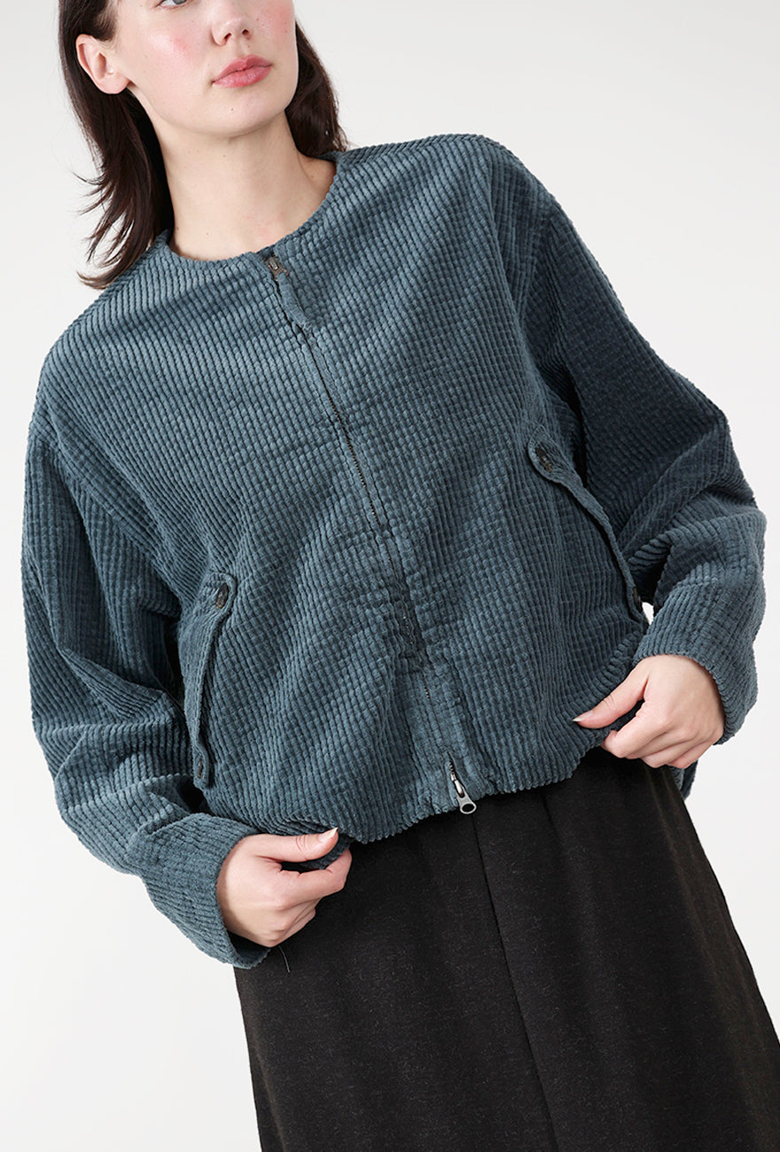 Hannes Roether Cord Bomber Jacket, Steel Blue 