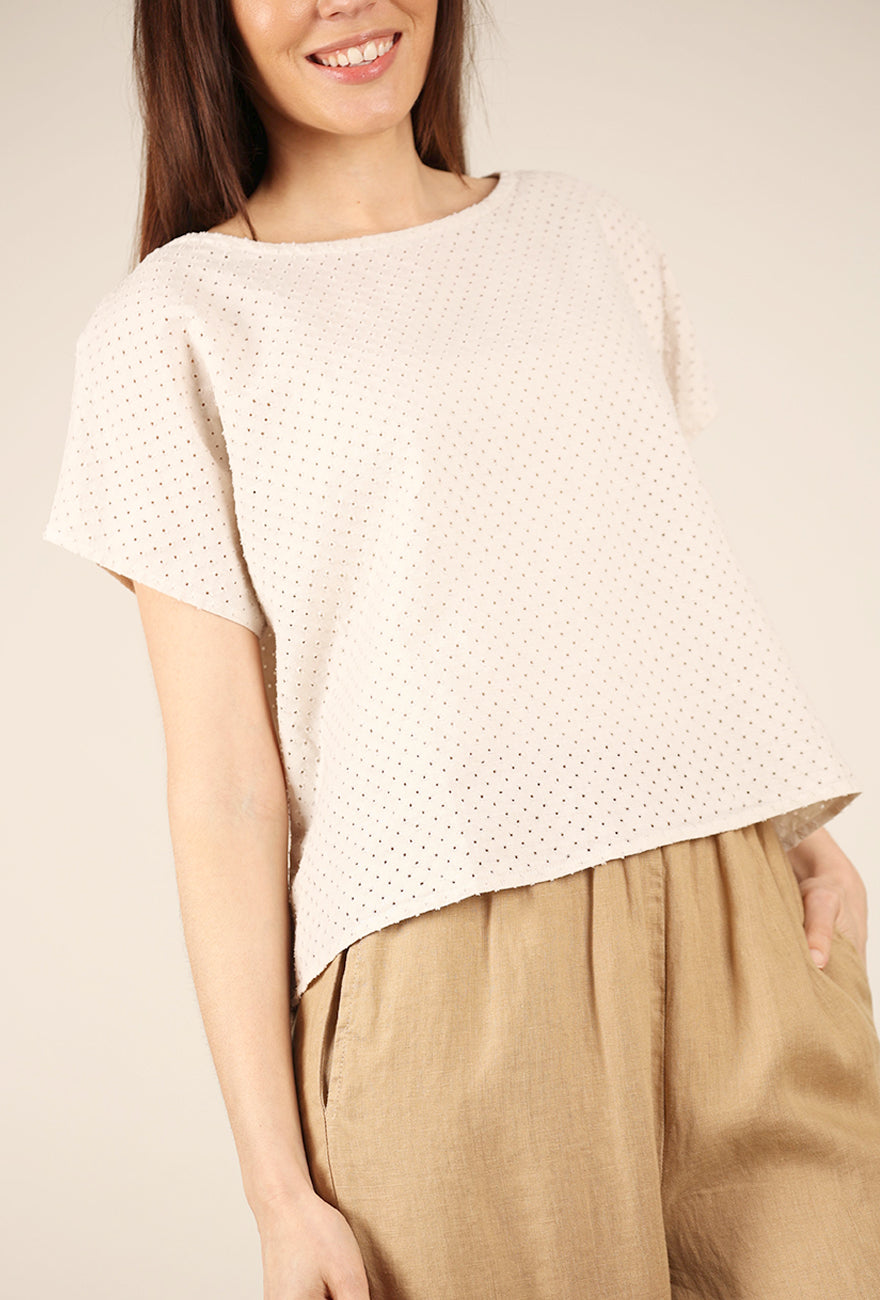 Cut Loose Pinhole High Low Top, Jicama – Evie Lou