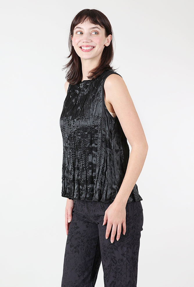 Grade & Gather Shimmery Pleat Shell, Black 