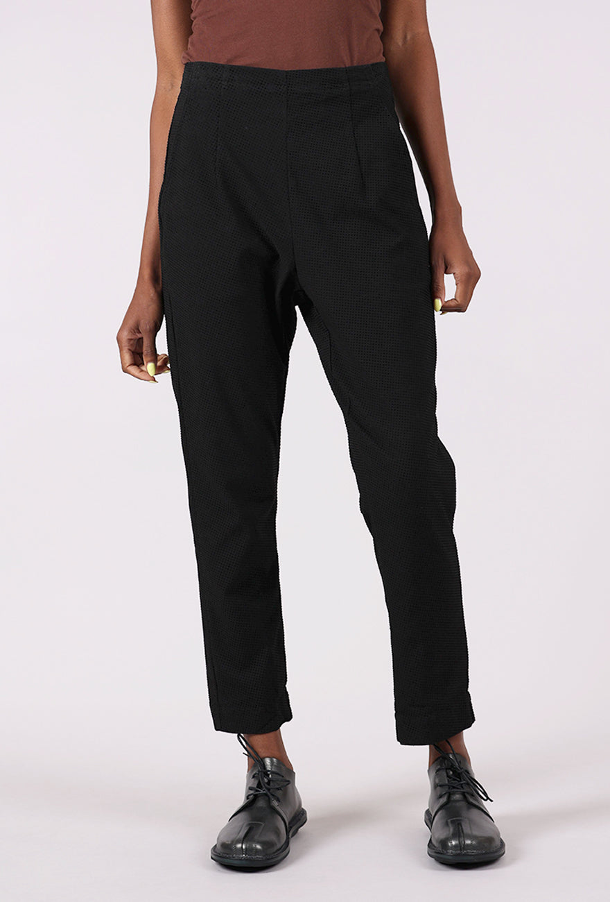 Rundholz Raised Dot Slim Trouser, Black Check 