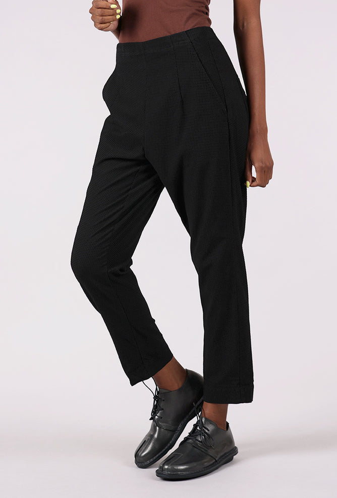 Rundholz Raised Dot Slim Trouser, Black Check 