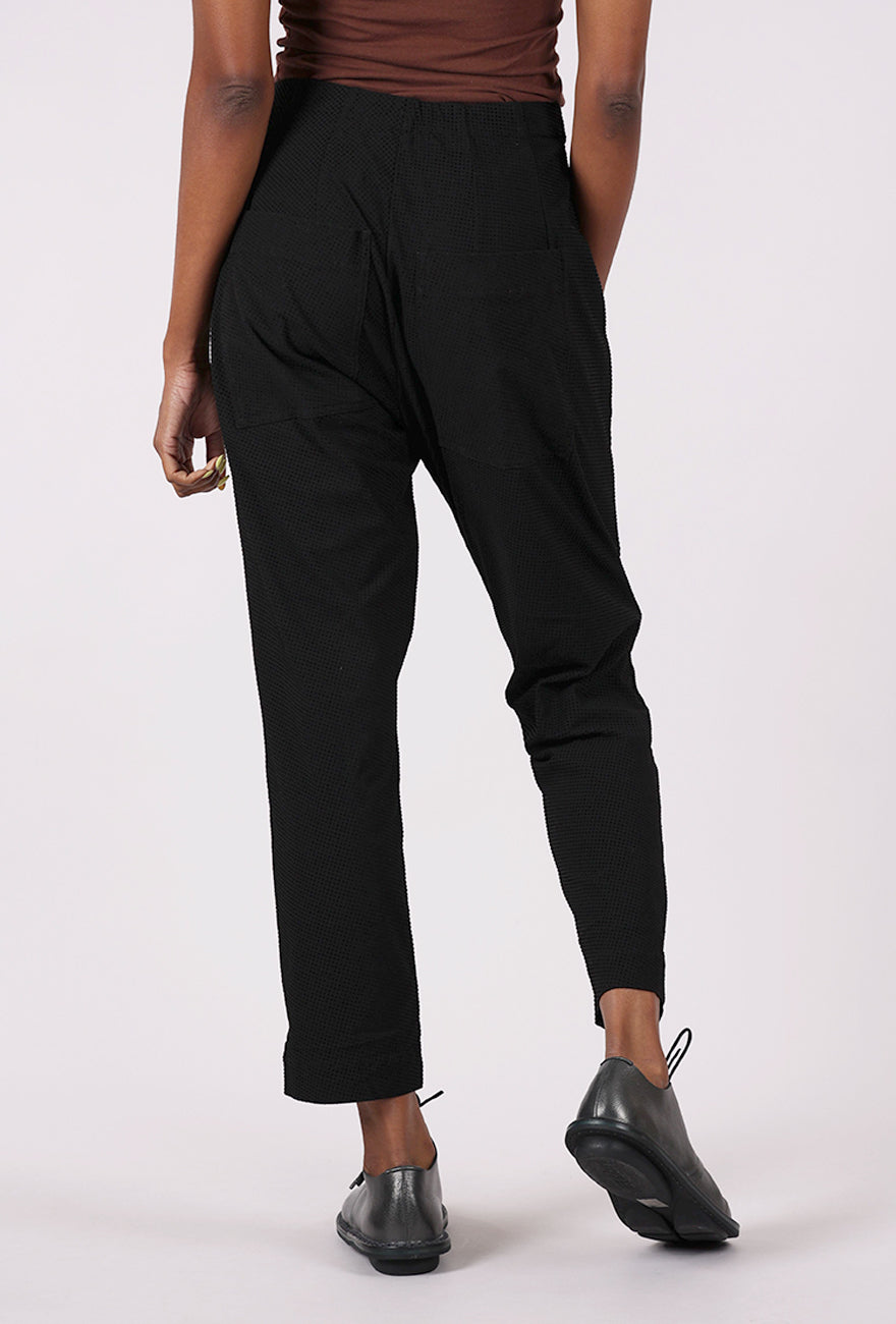Rundholz Raised Dot Slim Trouser, Black Check 