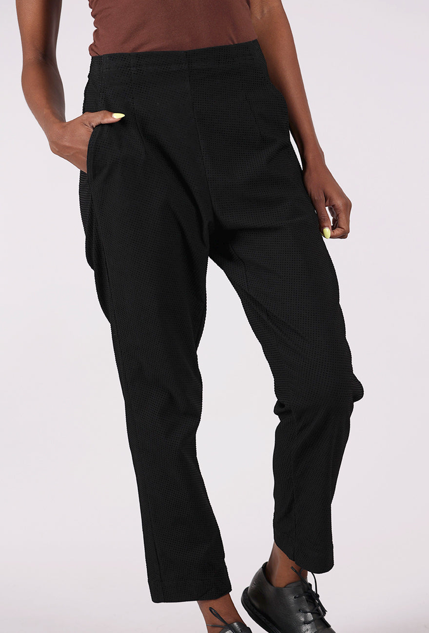 Rundholz Raised Dot Slim Trouser, Black Check 