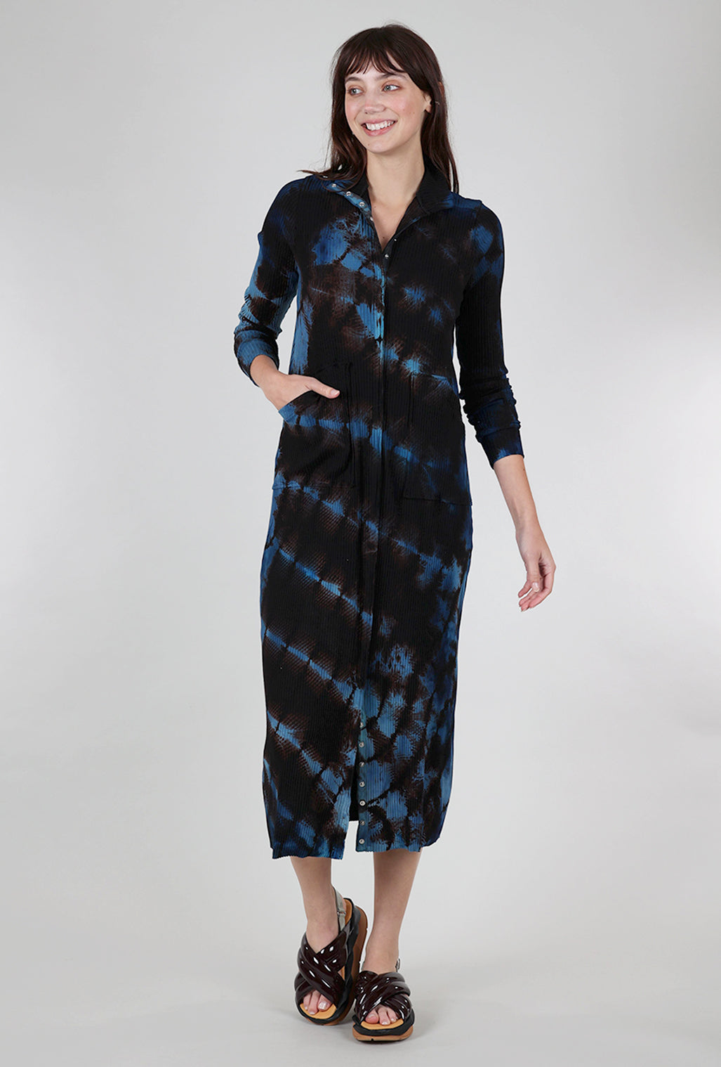 Heyne Bogut Snap Front Spiral Dye Dress, Blue Mix 