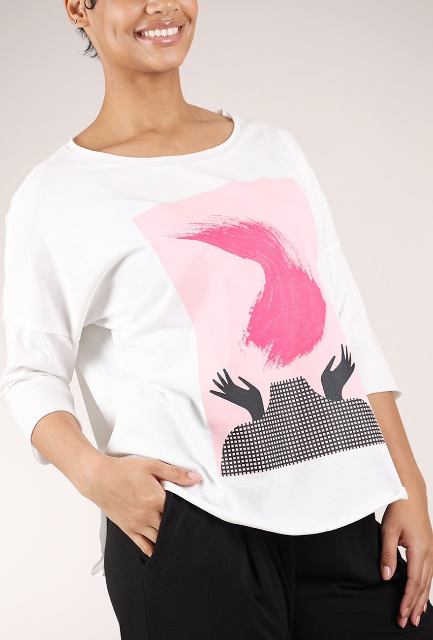 Luukaa Who Knows? Tee, White/Pink 