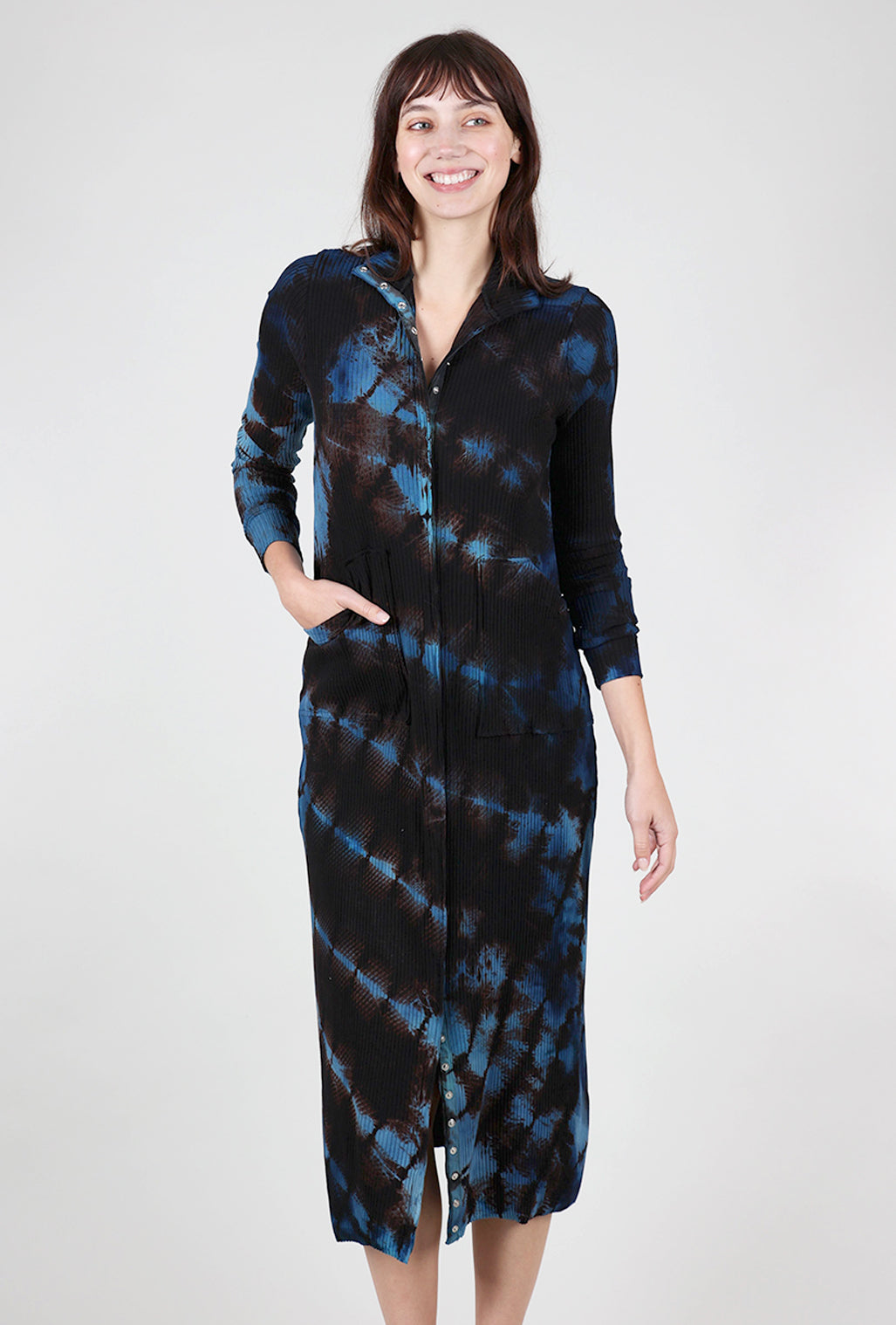 Heyne Bogut Snap Front Spiral Dye Dress, Blue Mix 