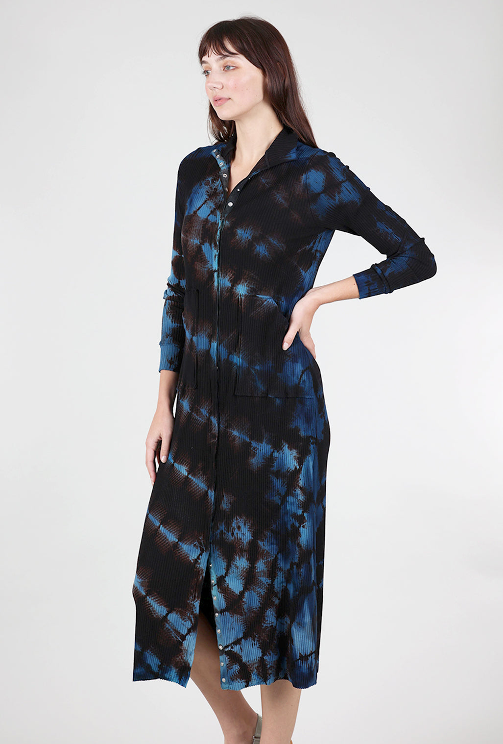 Heyne Bogut Snap Front Spiral Dye Dress, Blue Mix 