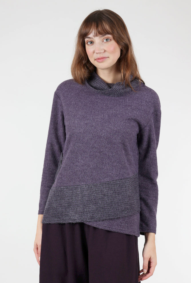 Trisha Tyler Pattern Play Cowl Pullover, Plum 