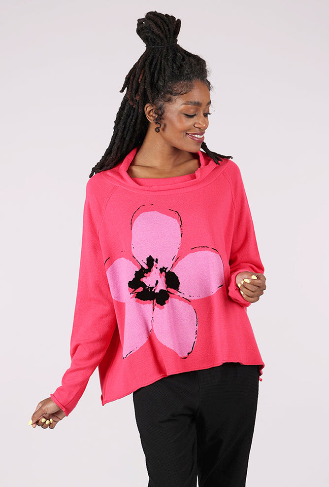 Rundholz Flower Pop Swing Funnel Pullover, Lotus/Lily Jacquard 