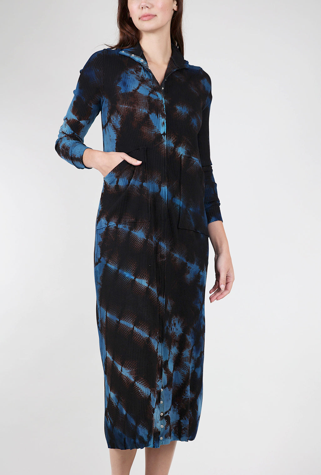 Heyne Bogut Snap Front Spiral Dye Dress, Blue Mix 