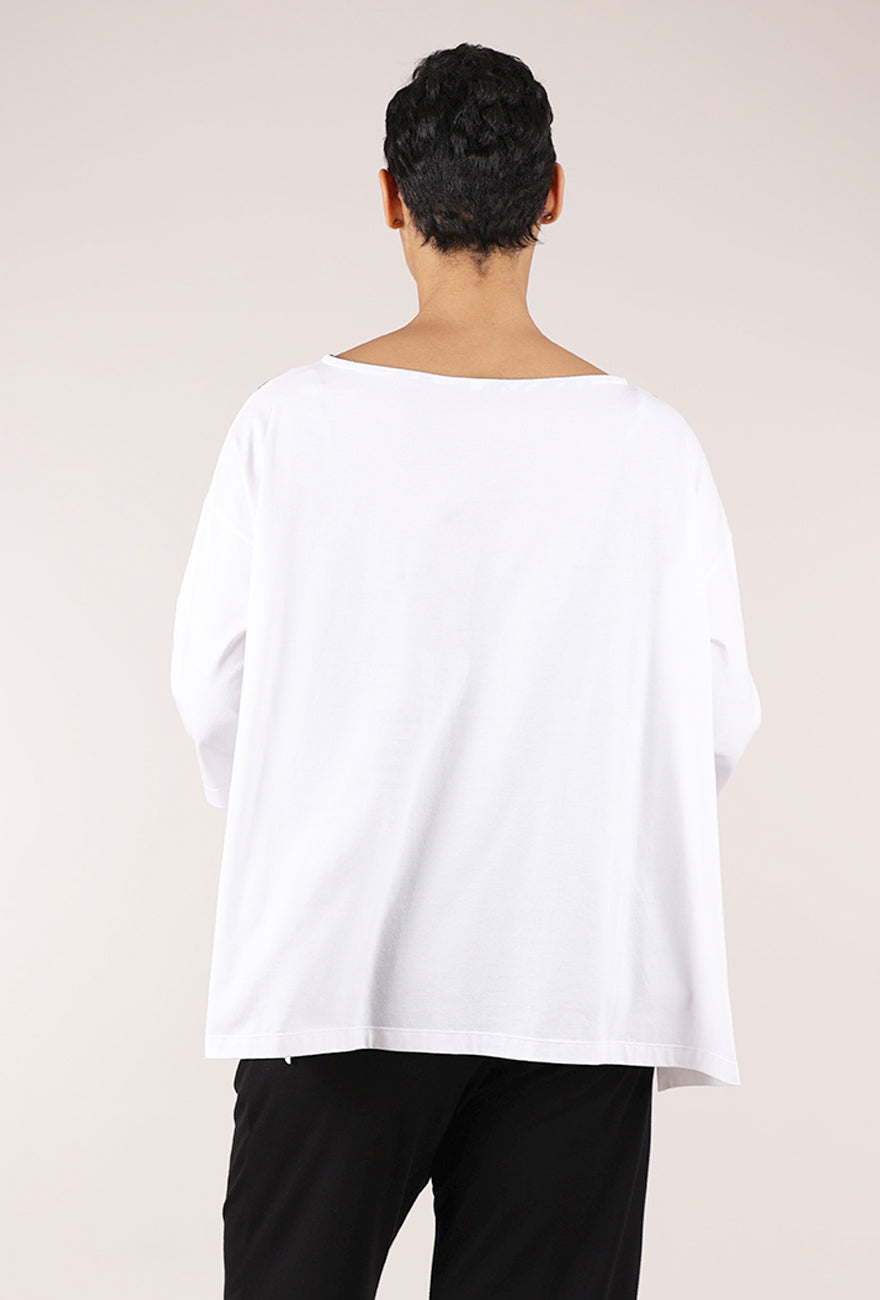 Moyuru Swing Out Scribble Top, White 