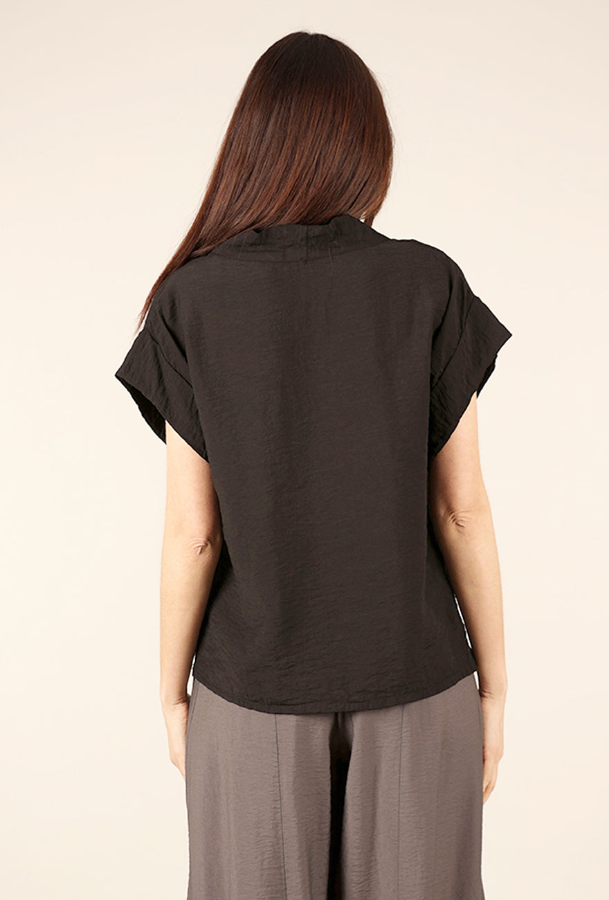 Cut Loose Parachute Cowl Top, Black 