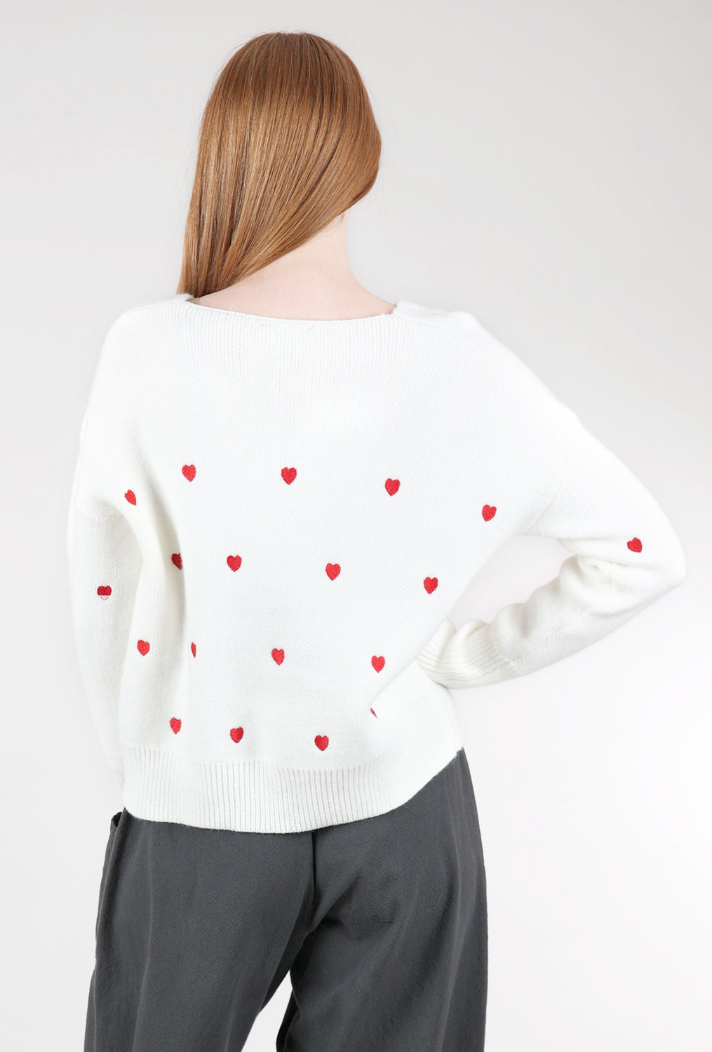 J.NNA Mini-Hearts Sweater, White 