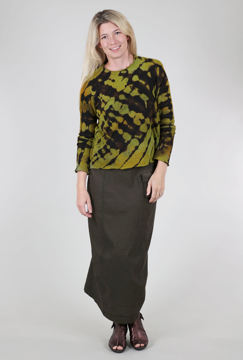 Heyne Bogut Crop Cozy Spiral Dye Top, Yellow Acid 