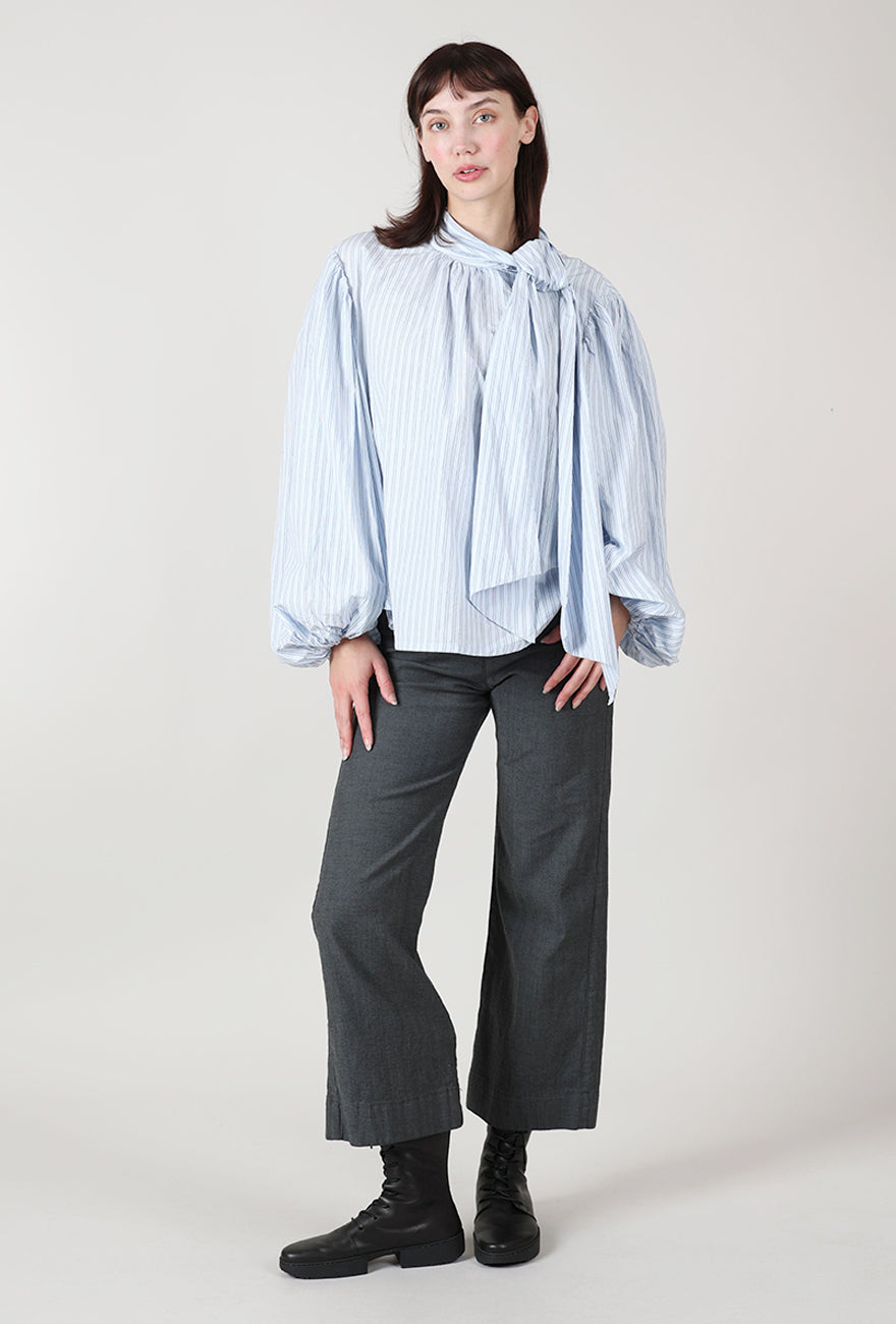 Hannes Roether Schultz Shirt, Pale Blue Stripe 