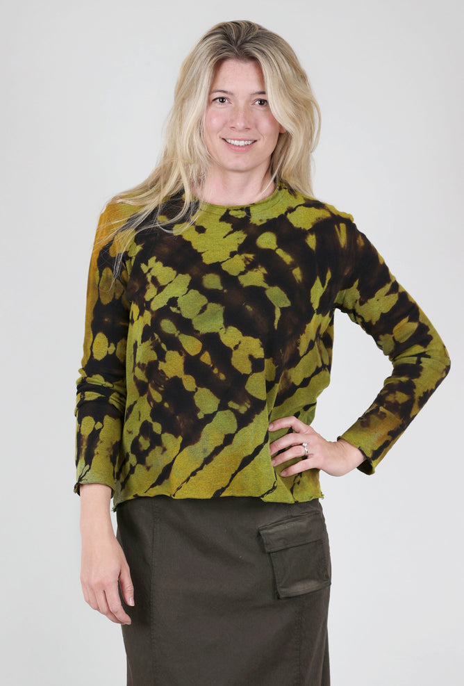 Heyne Bogut Crop Cozy Spiral Dye Top, Yellow Acid 