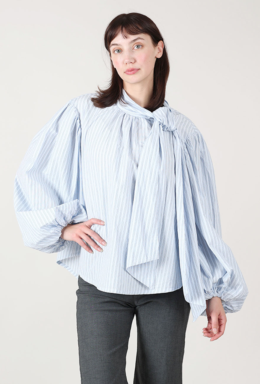 Hannes Roether Schultz Shirt, Pale Blue Stripe 