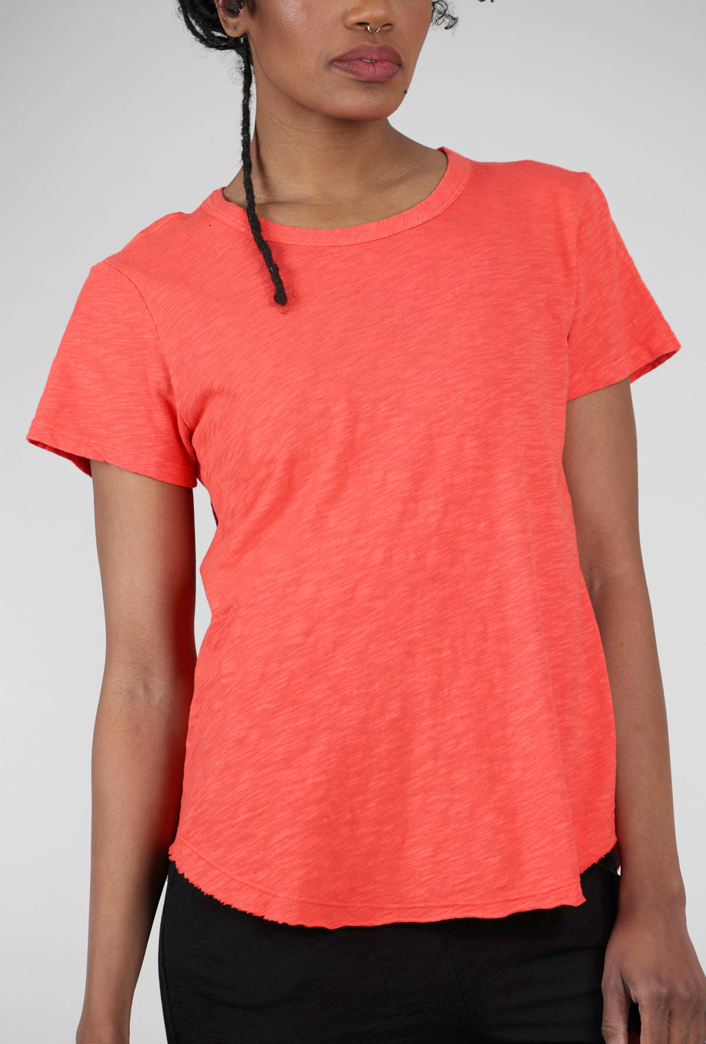 Mododoc Crewneck Curve Hem Tee, Tangerine 