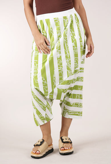 Luukaa Jersey Stripe ER Pant, Lime/White 