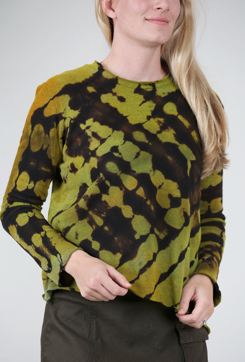 Heyne Bogut Crop Cozy Spiral Dye Top, Yellow Acid 