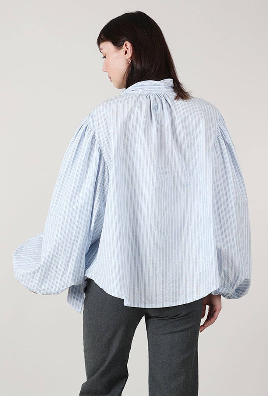 Hannes Roether Schultz Shirt, Pale Blue Stripe 