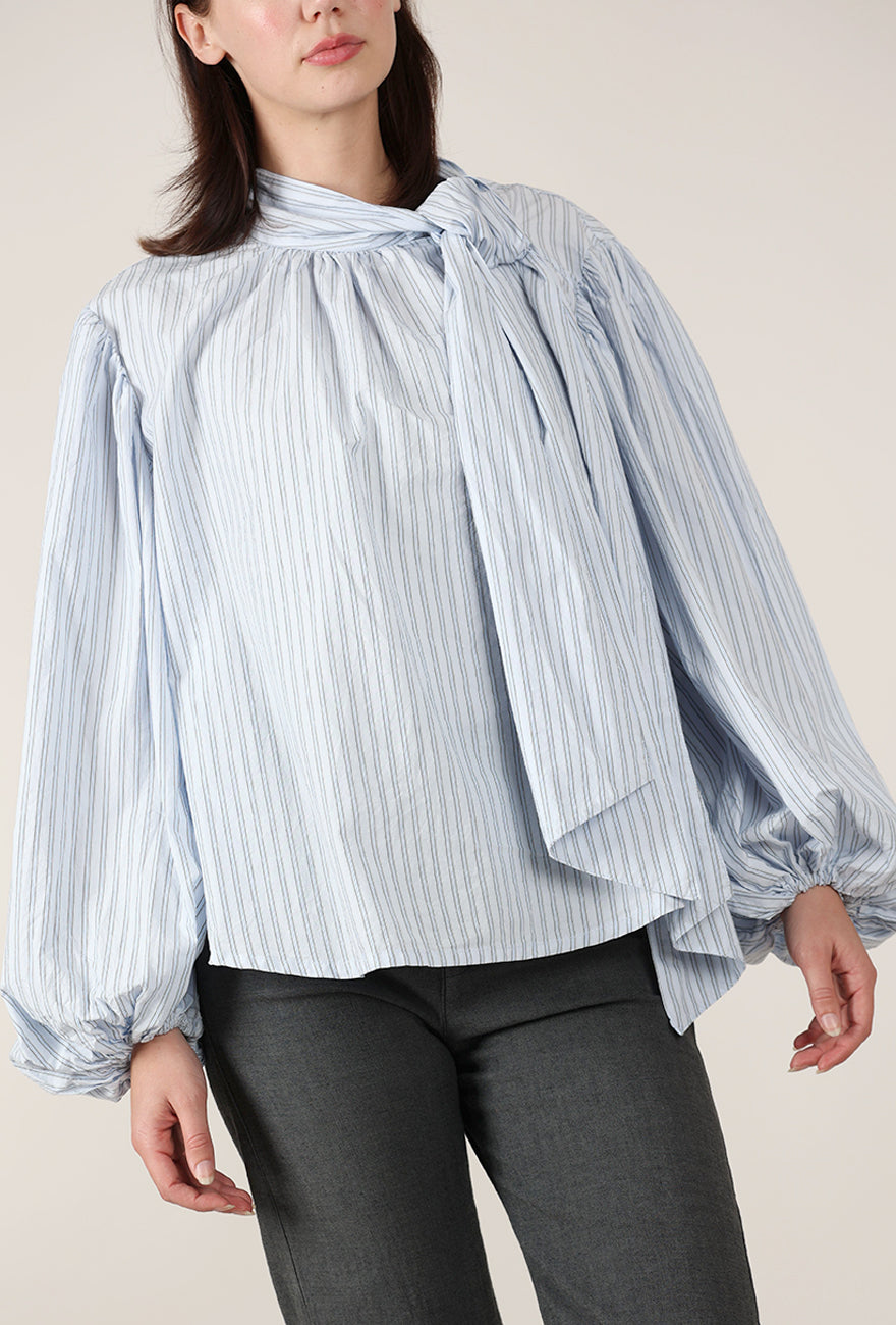 Hannes Roether Schultz Shirt, Pale Blue Stripe 