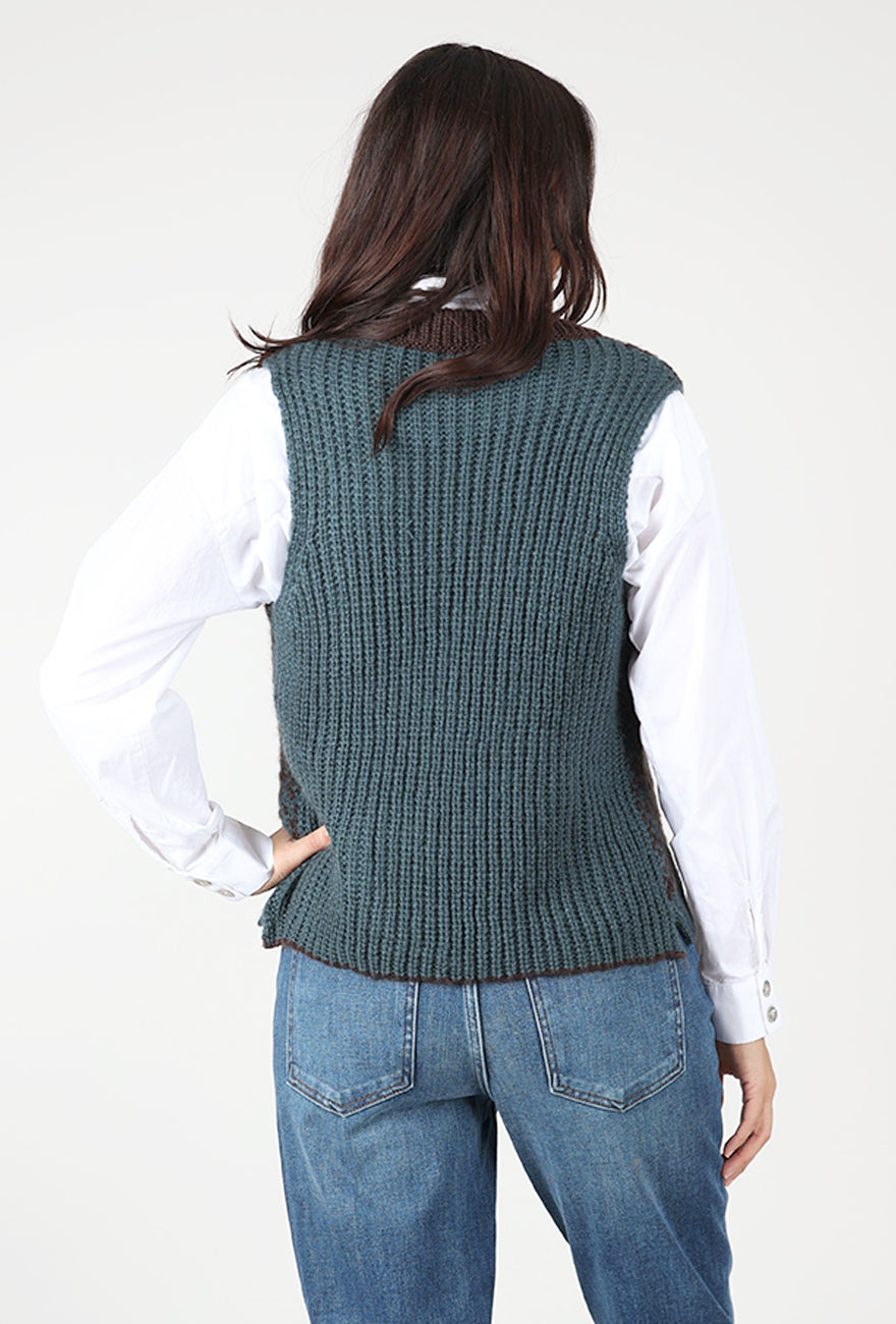 Pinetree Chunky Zip Vest, Brown/Glasgow Angle 3