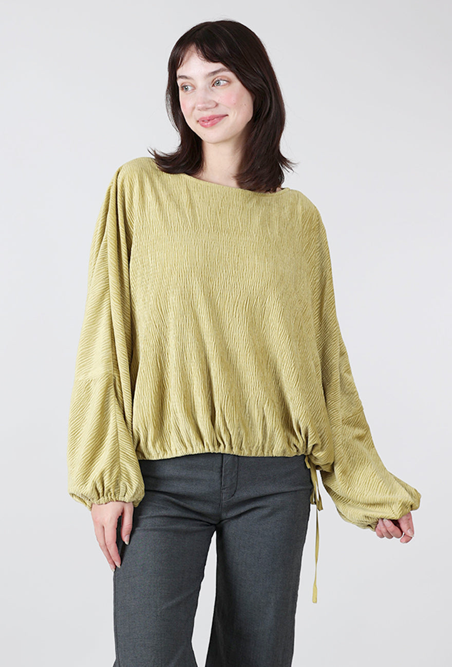 Crinkle Velvet Top, Green Olive
