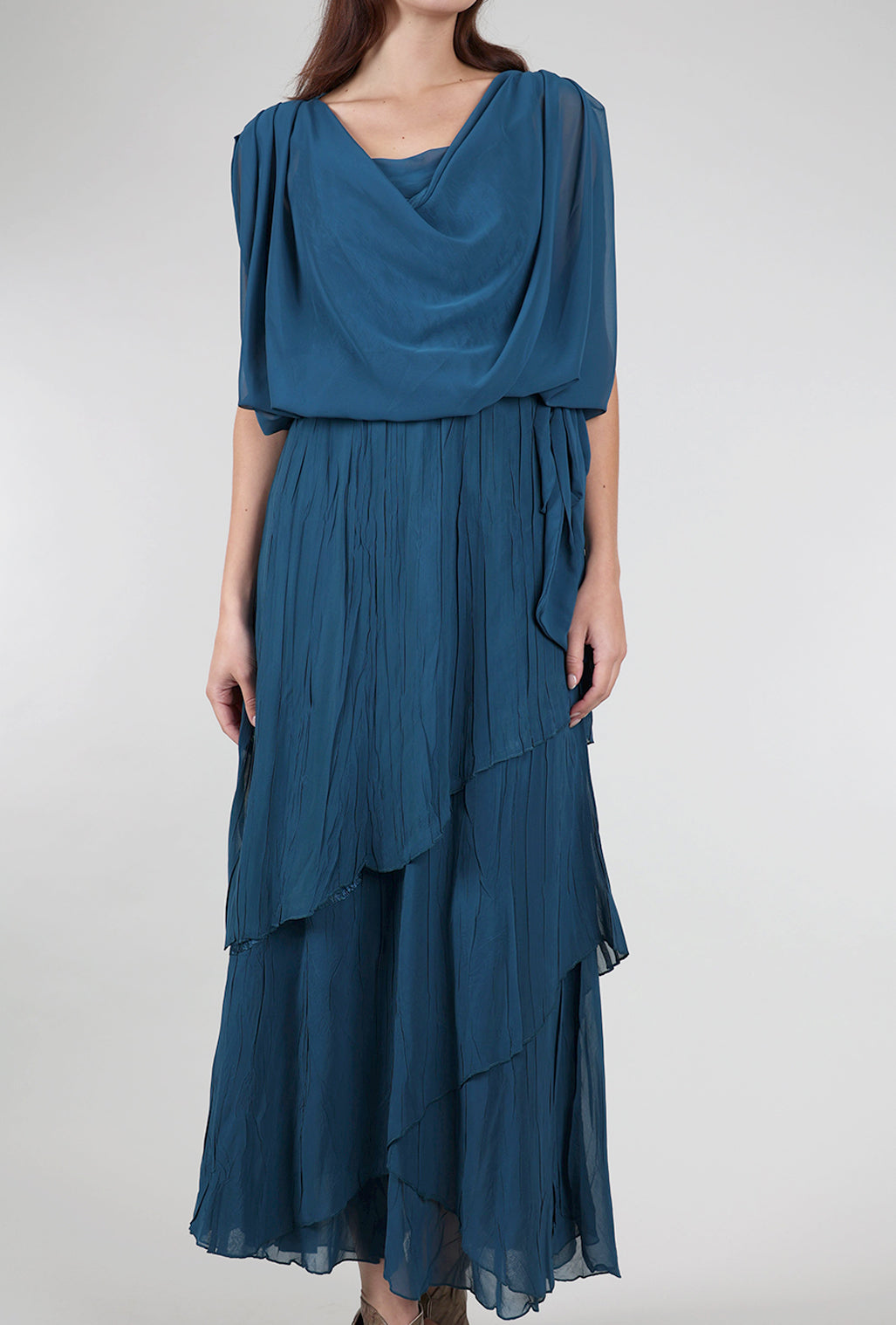 Komarov Long Blouson Dress, Moroccan Blue 