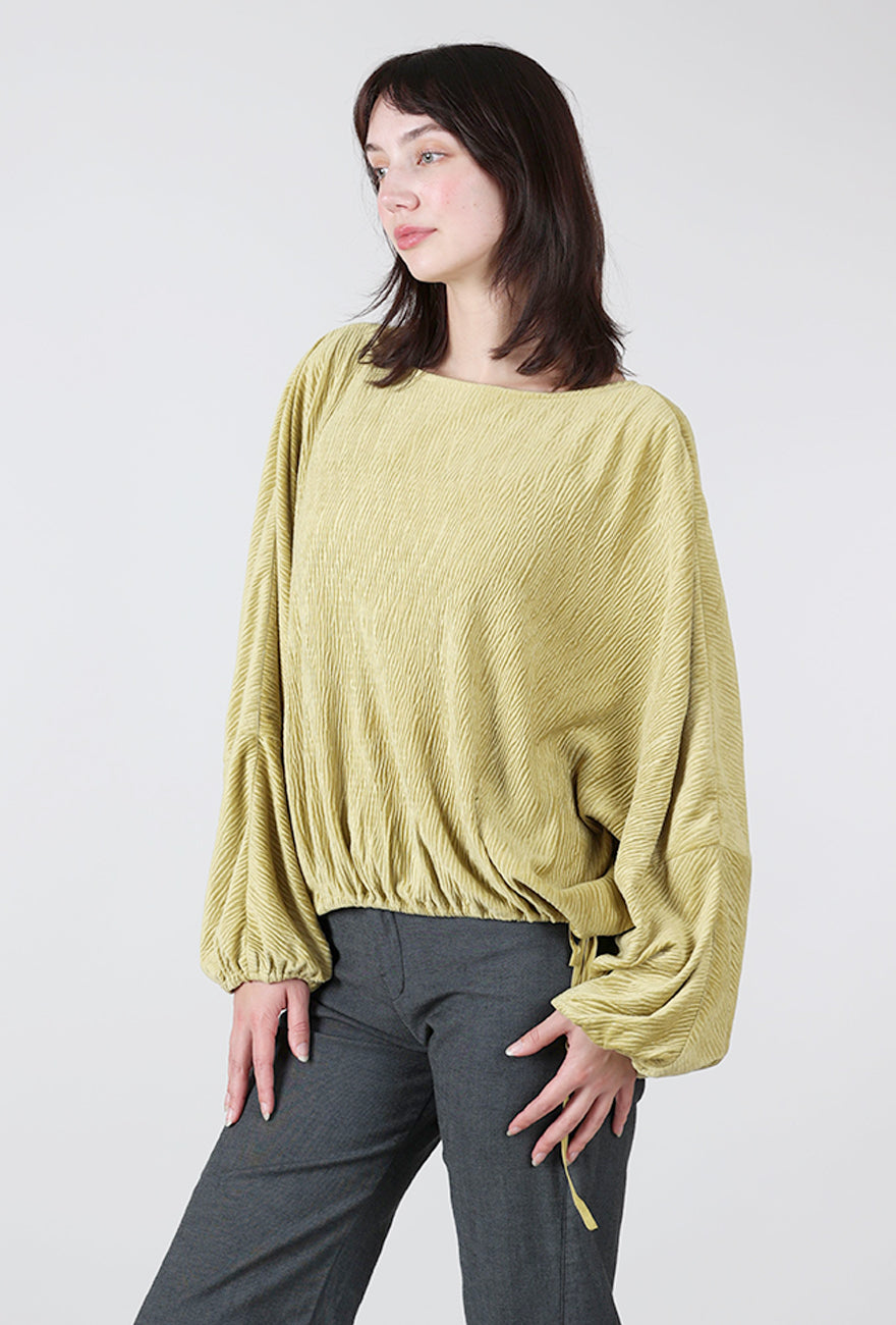 Crinkle Velvet Top, Green Olive Angle 2